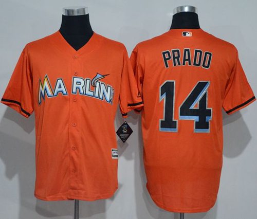 marlins #14 Martin Prado Orange New Cool Base Stitched MLB Jersey - Click Image to Close